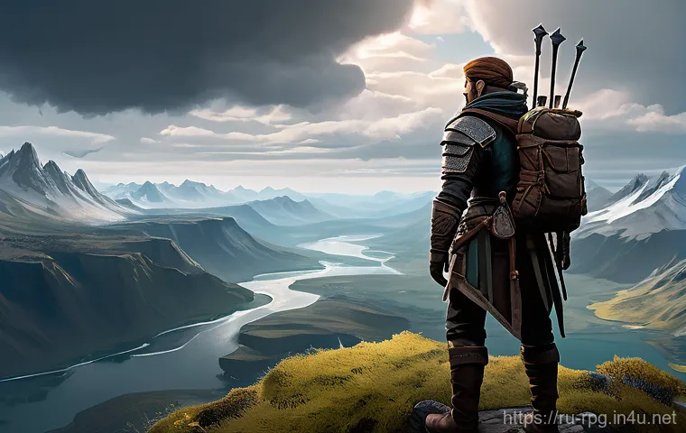 스팀에서 인기 있는 RPG 게임 - **A diverse group of adventurers stands at a crossroads in a mystical ancient forest, dappled sunlig...