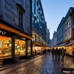 Home 20 롤플레잉 게임 속 도시 설계 - A vibrant urban cityscape blending diverse architectural styles: ancient stone buildings with intric...